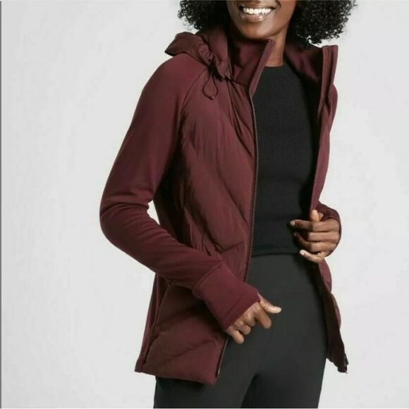 NWOT Athleta Inlet Jacket in Antique Burgundy with Removeable Hood - Picture 4 of 9